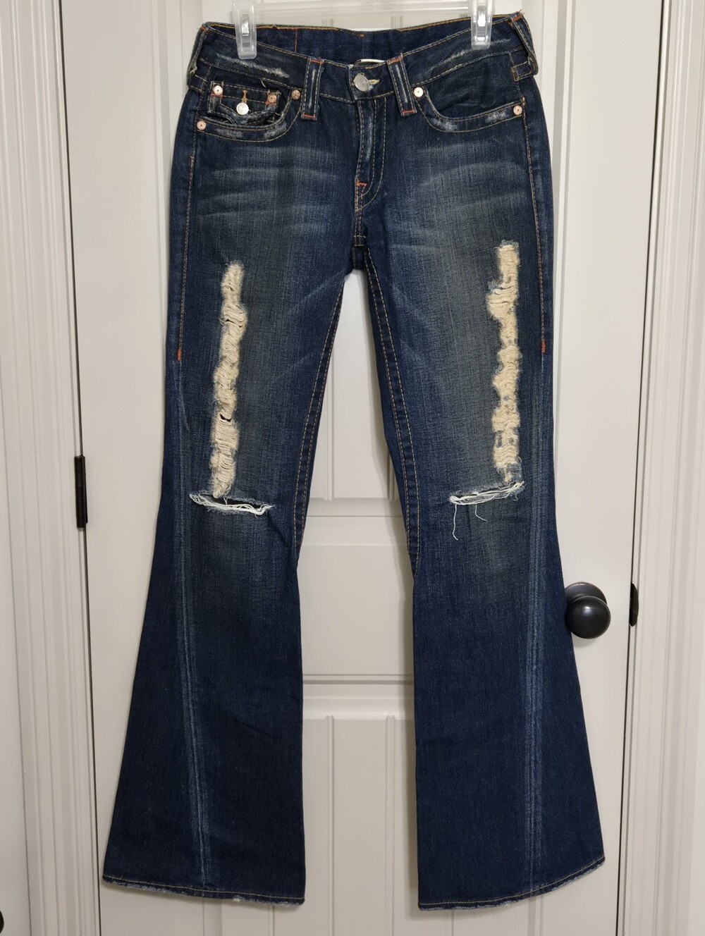 True Religion Distressed Ripped Twisted Seam Jeans Sz 29 Style #04503 USA